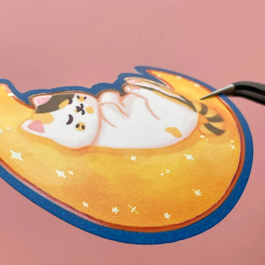 Goyobo sleeping on the moon - Sticker