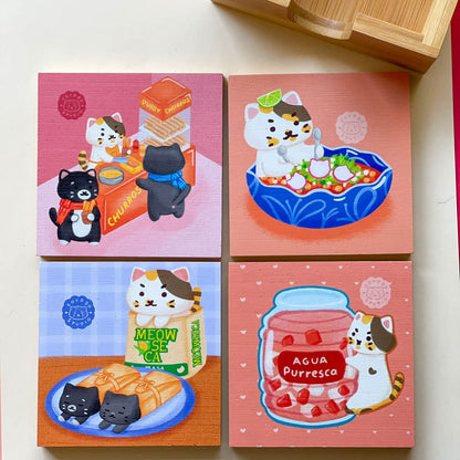 Bamboo Coasters Set with Holder - Mexican Treats