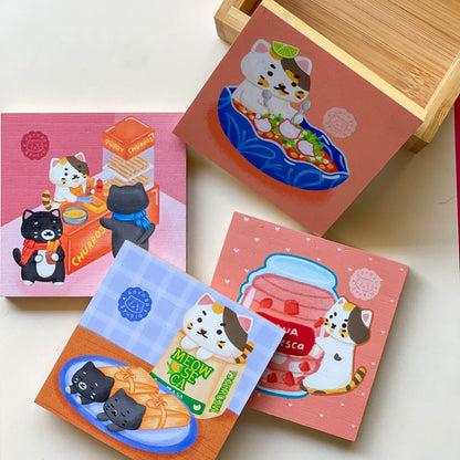 Bamboo Coasters Set with Holder - Mexican Treats
