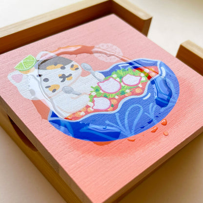 Bamboo Coasters Set with Holder - Mexican Treats