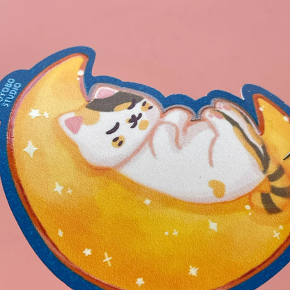 Goyobo sleeping on the moon - Sticker